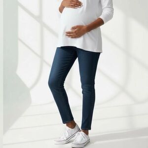 Isabel Maternity Skinny Jeans 14 Dark Wash Zip Hem Over Belly Panel